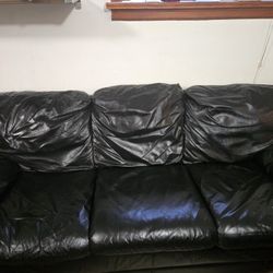 Black Leather Couch Set