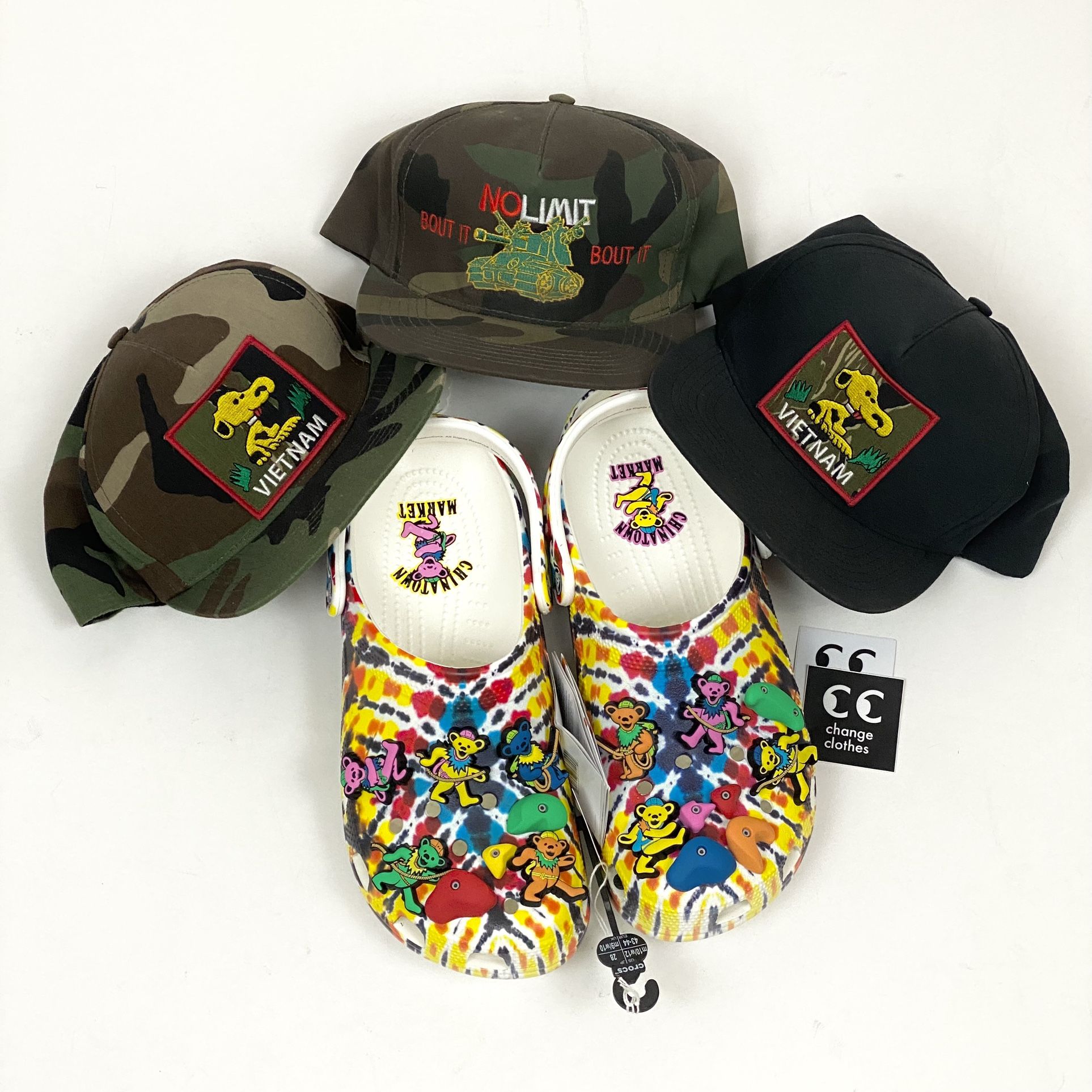 chinatown market grateful dead crocs size 10 supreme vietnam hat