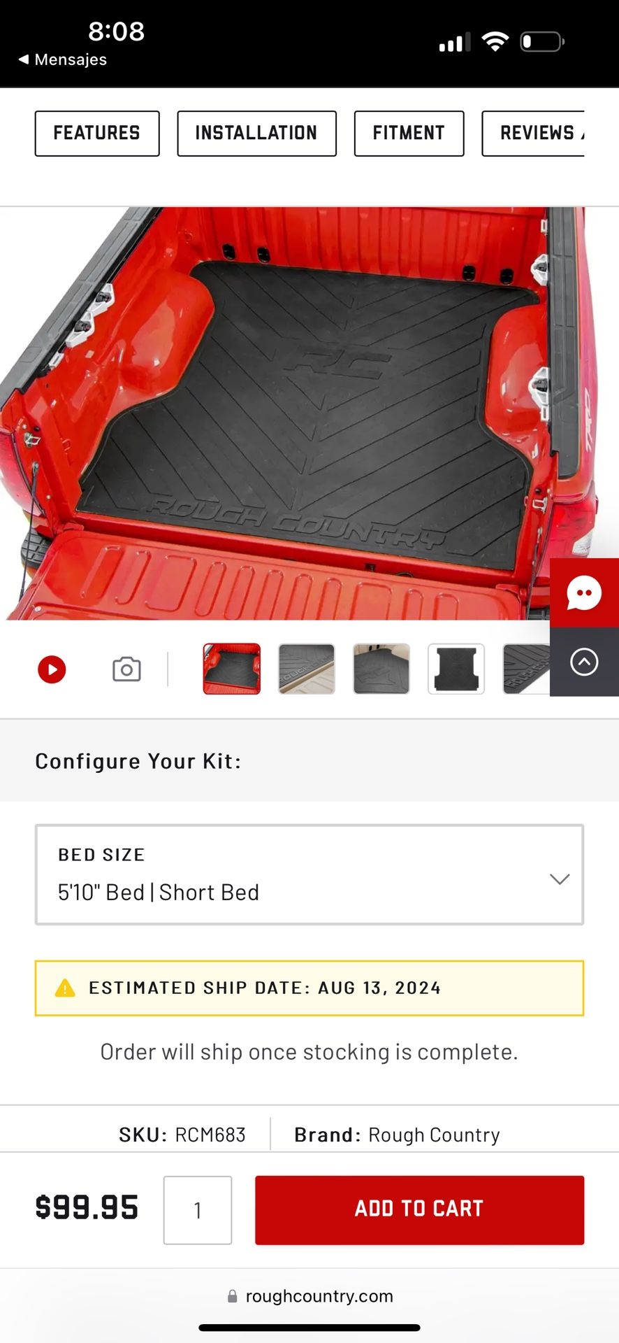 Bes Mat Para Chevy Silverado O Gmc 19 -24.  Medida 5 - 10 Short Bed