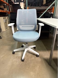 Office Task Chair blue and white adjustable seat