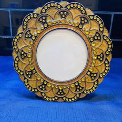 Vintage Pretty Round Enamel And Stone Frame
