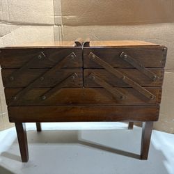 Vintage Accordion Sewing Box - 100’s Of Thread Spools Included