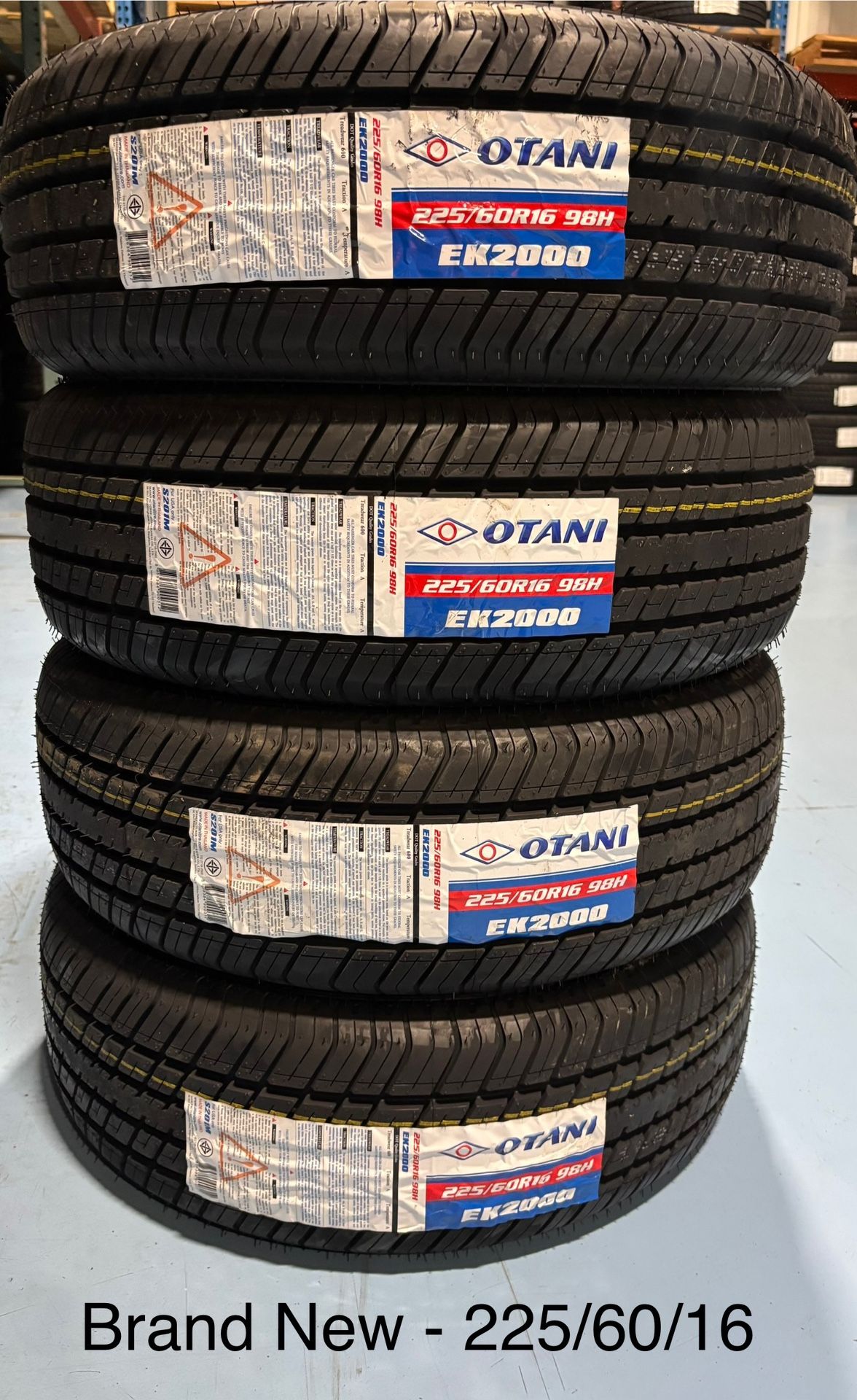 (4) - 225/60/16 Otani EK2000 All Season Tires