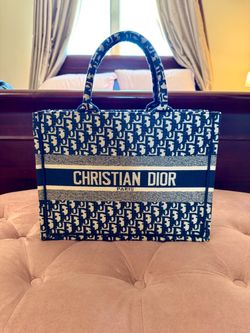 Christian Dior Oblique Medium Book Tote Blue Multicolor Bag