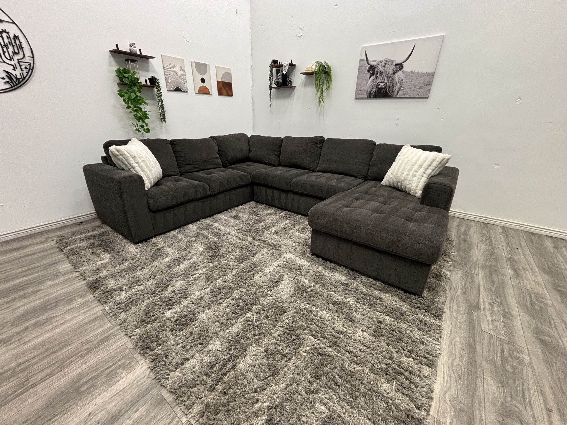 Gray Sectional Couch Pull Out Bed - Free Delivery 