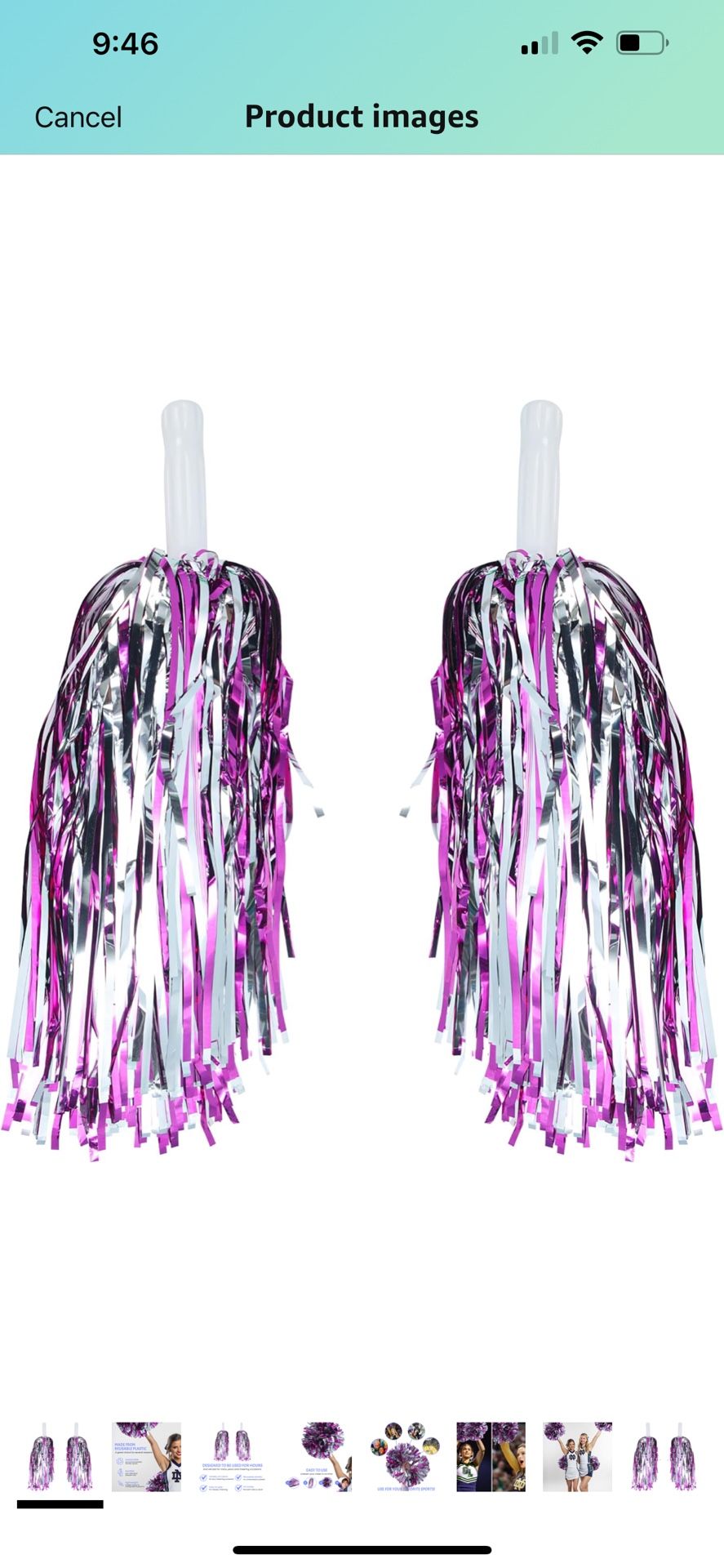 FUNSTITUTION Pom Poms Cheerleading Stuff- Cheerleader Cheering Squad Pompoms with Baton Handle for Team Spirit Sports Games Dance Outfit - Cheer Pom P