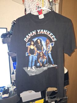 1993 Damn Yankees Vintage T-Shirt Size Large Black Double Sided Rock Single Stitch