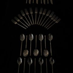 luxury Set of Gold Colored Utensils For Eating Or Decoration 