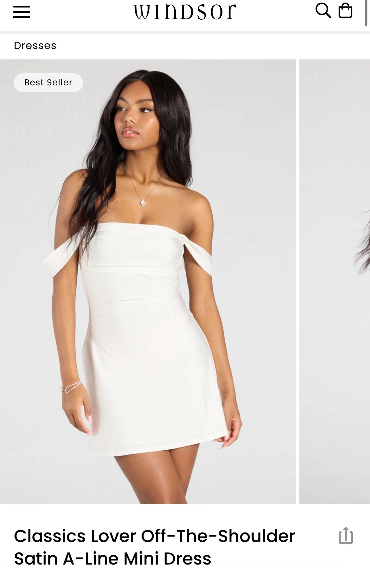 Windsor Off the Shoulder White Dress