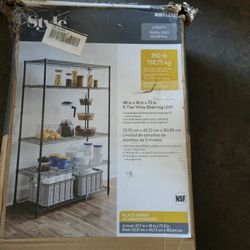 Style Selections 5-Tier Black Metal Utility shelving unit with Wire Shelves (47.7-in W x18-in D x 72