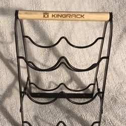 KingRack 6 Bottle Foldable Wine Rack w/ Wooden Handle