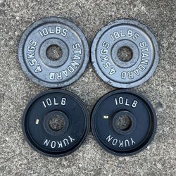10lbs x4 Olympic 2” weight plates weights plate 10lb 10 lb lbs for Barbell or Dumbbell size 40lbs total