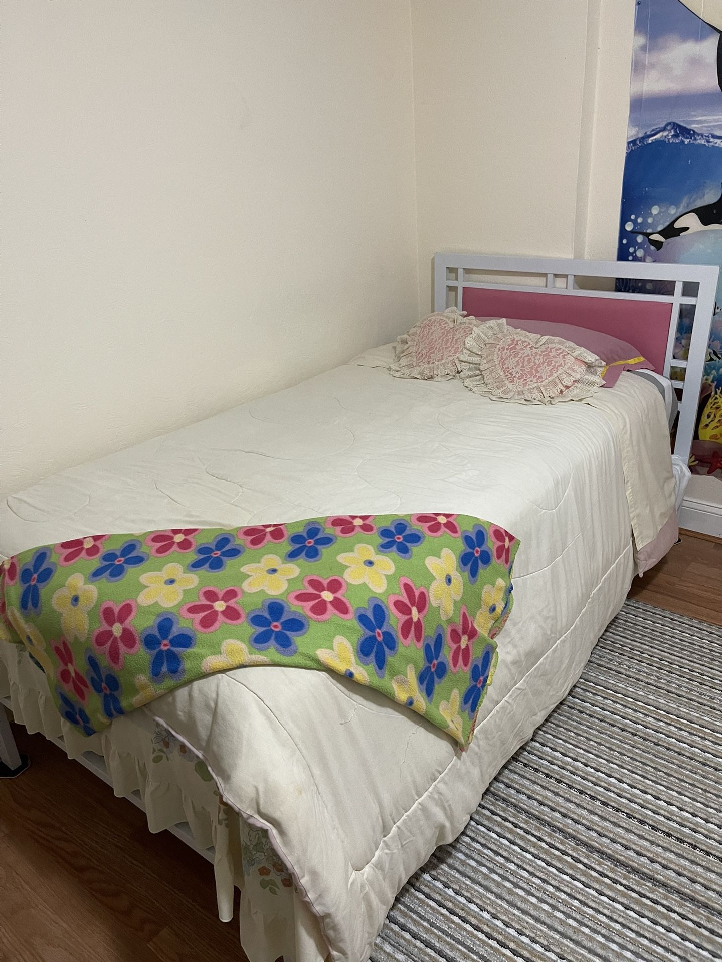 One Beautiful Twin Bed With Mattress