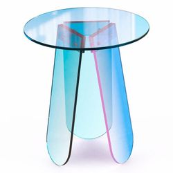 Acrylic Round End Table Clear Iridescent Side Table Rainbow Coffee Table Modern Accent Night Stand Easy Assemble for Small Space Living Room Bedroom B