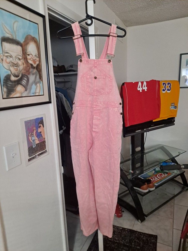 NWT Faherty Pink Tie Dye Mechanics Overalls Size M