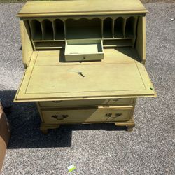 Vintage Yellow Secretary Desk with Drawers