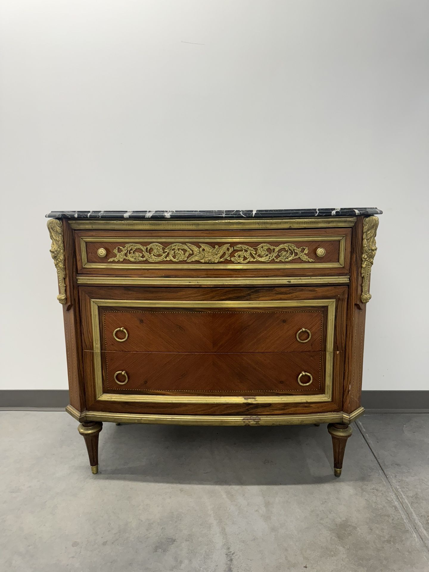 Antique French Louis XVI Style Marble Top Commode 
