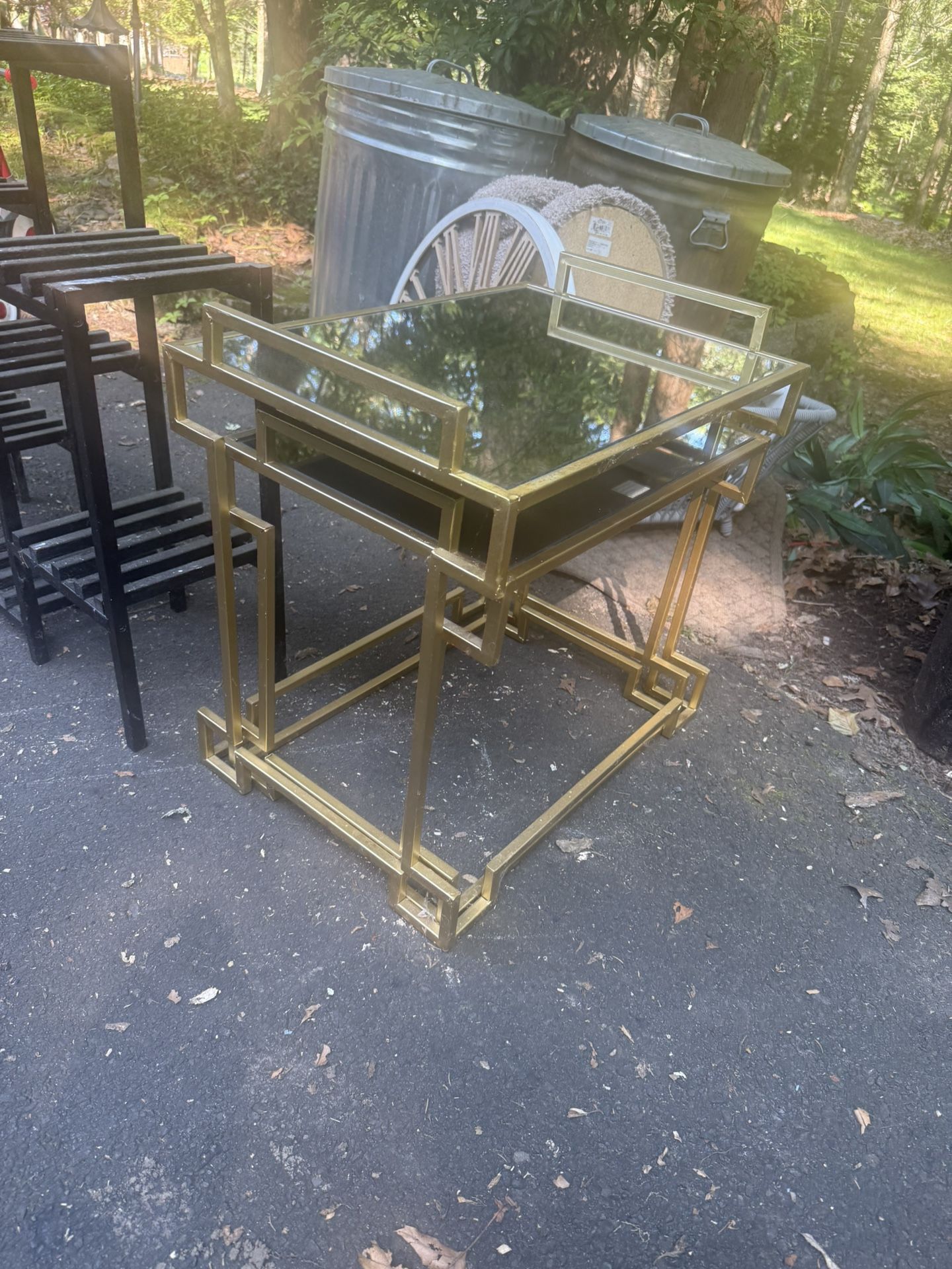 2 Mirrored - Gold Framed Tables