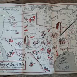1950s Map Of Texas, U.S.A.: Drawn From A Texans Viewpoint 