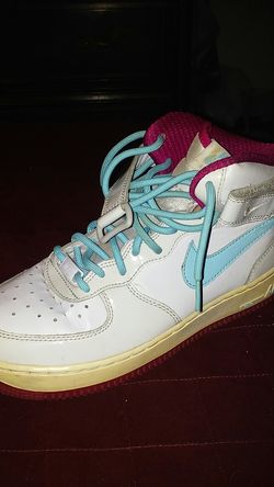 Gray and powder blue high top nike airforce 1