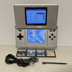 Nintendo DS comes with charger cable, stylus, and 4 games. Plays DS and Gameboy Advance games. Everything has been tested and works great asking $100.