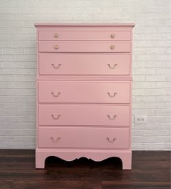 Vintage Pink Tall Dresser