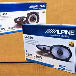 🚨 No Credit Needed 🚨 Alpine S-Series Car Speakers 5 1/4" & 6"x9" 2-Way Coaxial Speaker System Package 🚨 Payment Options Available 🚨 