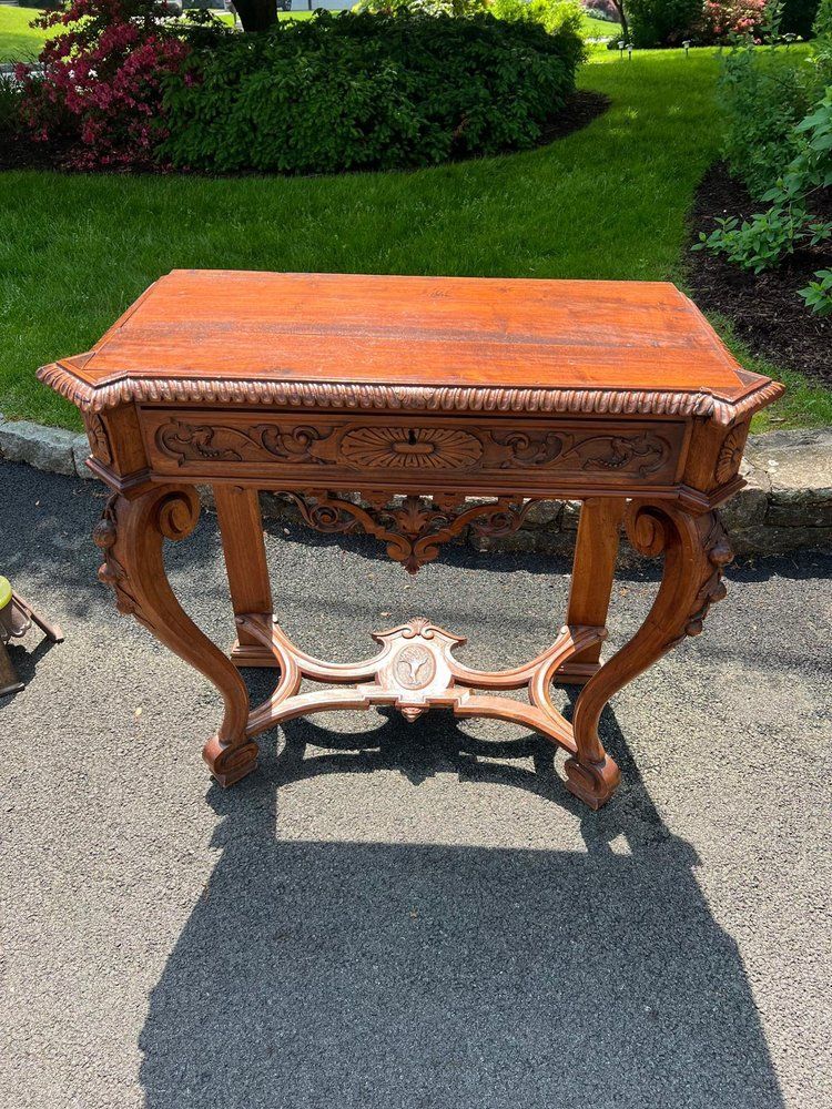 Solid wood carved entry table console table