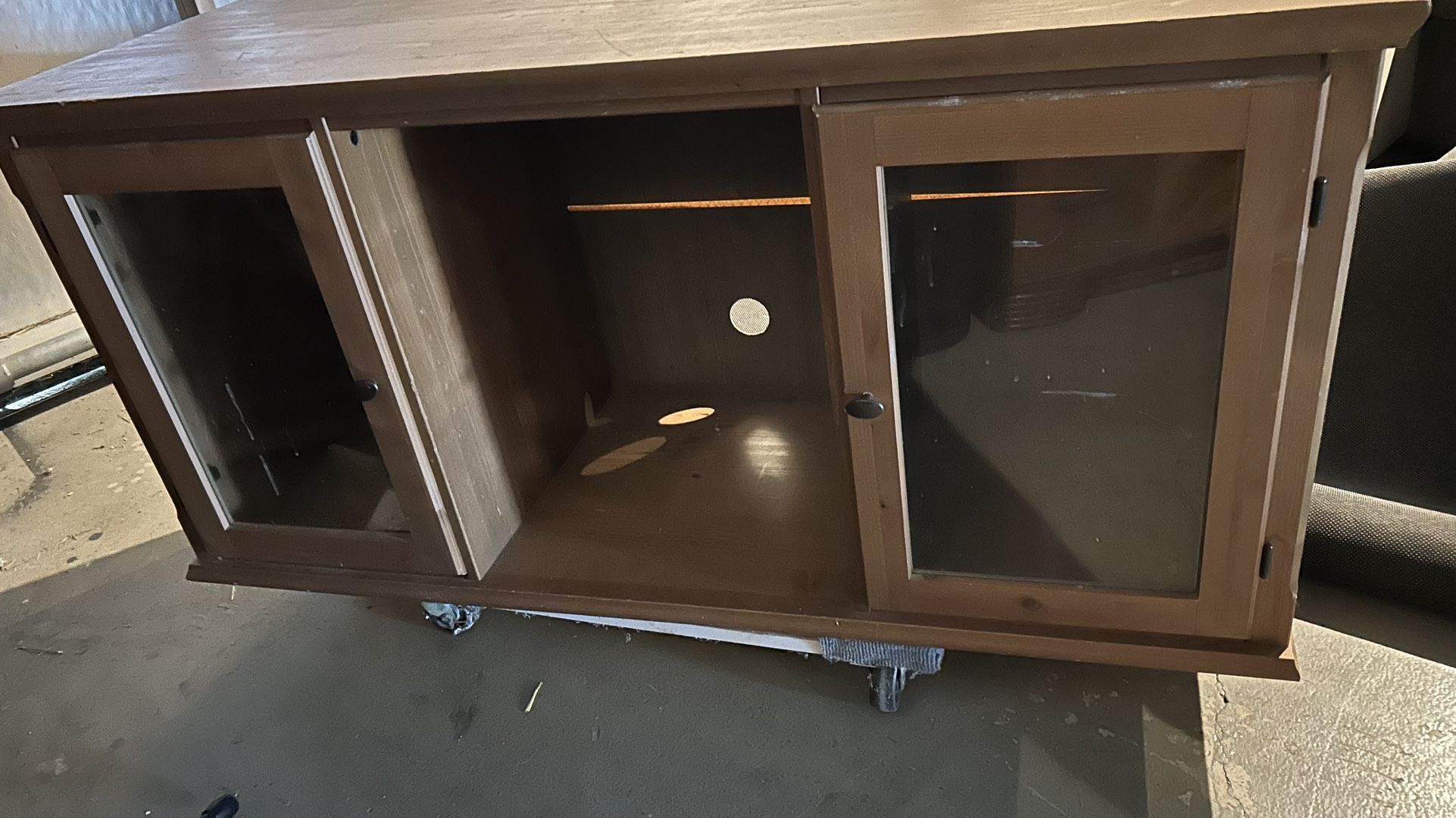Tv Stand IKEA Makor Wood With Glass Doors 