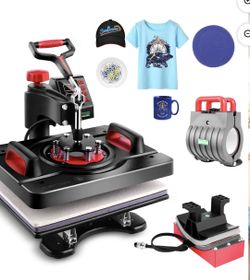 5 in 1 Heat Press Machine 360 Swivel Swing Away Digital Sublimation T-shirt Mug Plate Hat 12'' x 15''