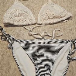 Women's Two Piece Bathing Suit  - Size M/L Top Tie Up/ X-Small Bottom
