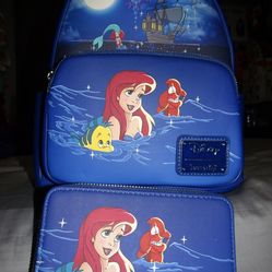 Little Mermaid Loungefly Backpack And Wallet 