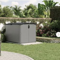 Suncast Glide top 5 ft. x 7 ft. Plastic Resin Storage Shed with Floor (32 sq. ft.) in Dove (Gray)