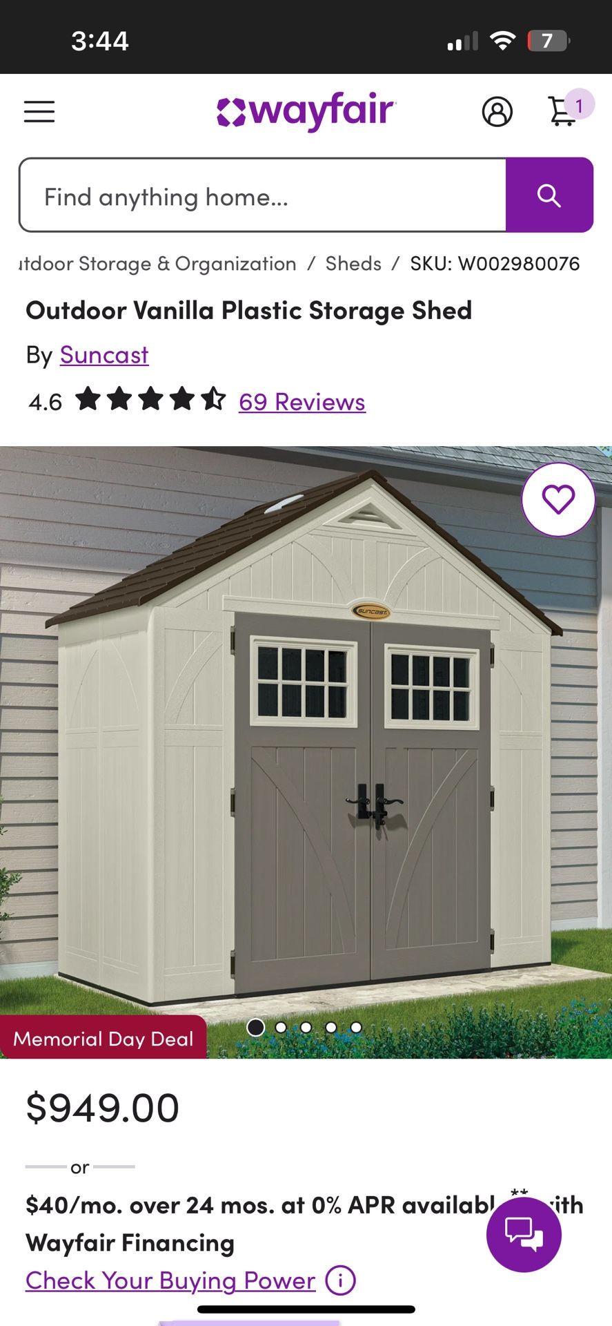 Suncast Resin Storage Shed