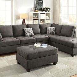 Brand New Ash Black Dorris Sectional Sofa / Ottoman Sold Separately 