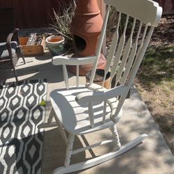 White wooden rocking chair 