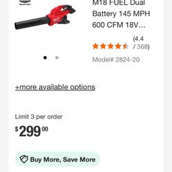 Milwaukee M-18 Fuel Dual Battery Blower