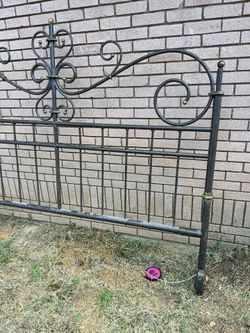 Antique Iron And Brass Head Board