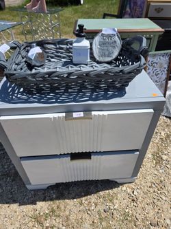 White and gray night stand