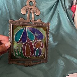 Vintage Stained Glass Spoon Holder 