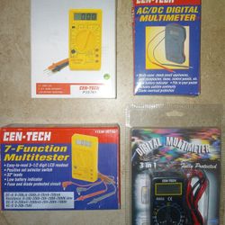 Set Of 4 Cen-tech Digital Multimeter Units Tools