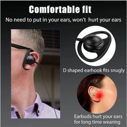 2 Pin D Shape CP200D CP100D Earpiece with PTT/Mic for Motorola Walkie Talkies Radios 