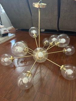 Gold Sputnik Chandelier with Glass Globe Shades