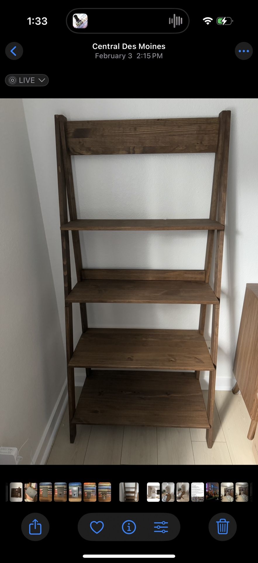 68 in. Brown Wood 4-shelf Ladder Bookcase bookshelf