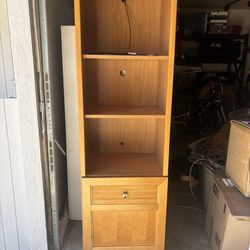 Cherry wood electronic stand with light in top shelf