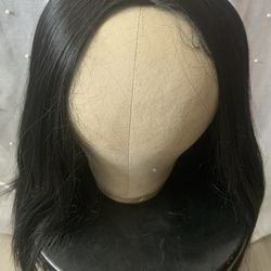 Long Straight black wig with part
