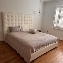 Faux Leather King size  Bed ( Headboard And Metal Frame Only)