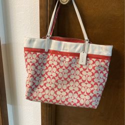 Coach Tote Canvas And Leather