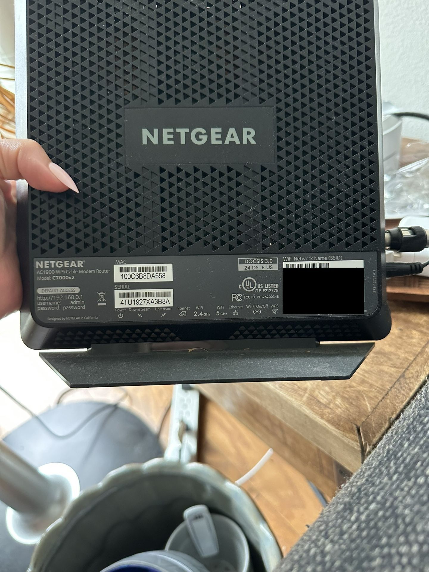 NETGEAR Nighthawk Cable Modem WiFi Router Combo C7000, Certified with Comcast, Xfinity and Cox