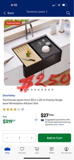 DeerValley Farmhouse apron front 30-in x 20-in Fireclay Single bowl Workstation Kitchen Sink